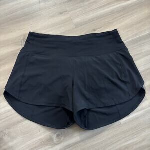 Lululemon Black High Rise Speed Up Shorts, size 8, 4” inseam